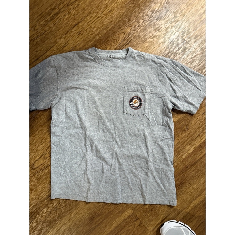 Carhartt Shirt Mens XL Work-Dry Gray Workwear Logo Short Sleeve - Picture 2 of 5
